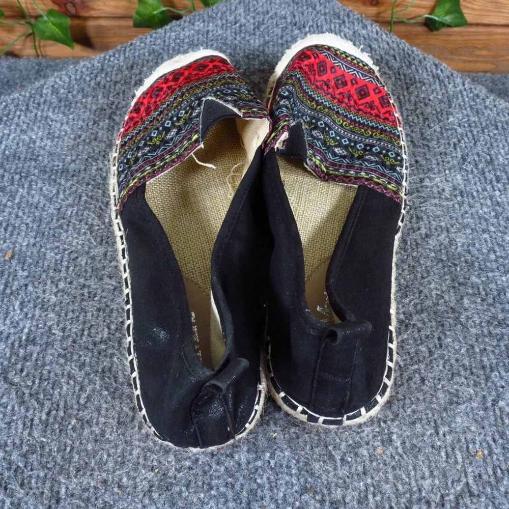 Bella Marie Angela-11 Womens Espadrille Flat Size 5.5 Summer Boho Black Multi